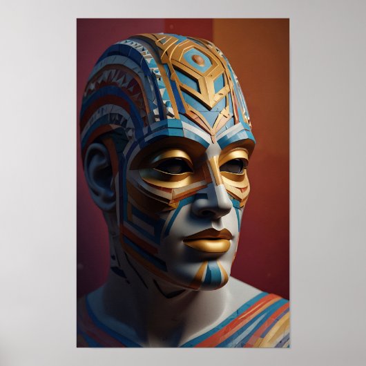 Klassieke figuur met Abstract masker en contrast Poster (Voorkant)