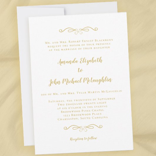 Klassieke fijne gouden formale legante chic Weddin Kaart