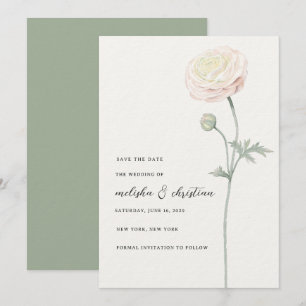 Klassieke Fijne Kunst Aquarel Ranunculus Save The Date