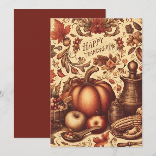 Klassieke fijne Thanksgiving Feestdagenkaart (Voorkant / Achterkant)