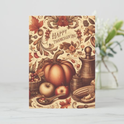 Klassieke fijne Thanksgiving Feestdagenkaart (Staand voorkant)