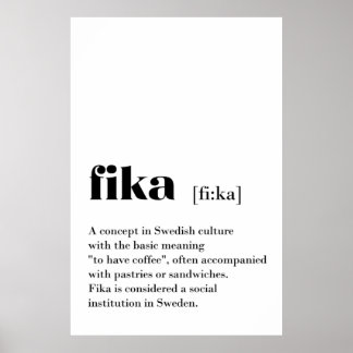 Klassieke Fika Definition koffie Zweden Poster