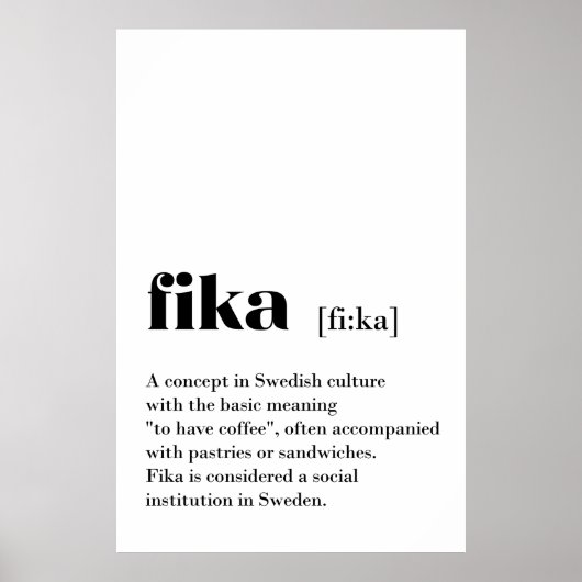 Klassieke Fika Definition koffie Zweden Poster (Voorkant)
