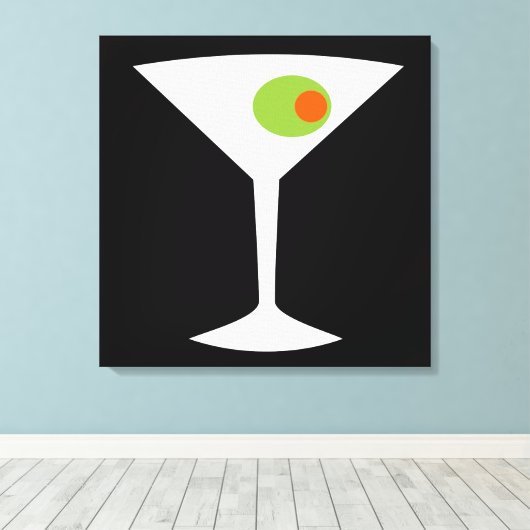 Klassieke Film Martini Stretched Canvas (zwart) (Insitu (Houten vloer))