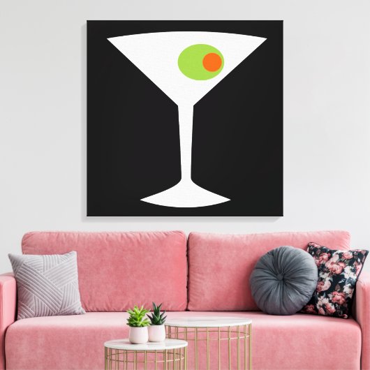 Klassieke Film Martini Stretched Canvas (zwart) (Insitu (Woonkamer))