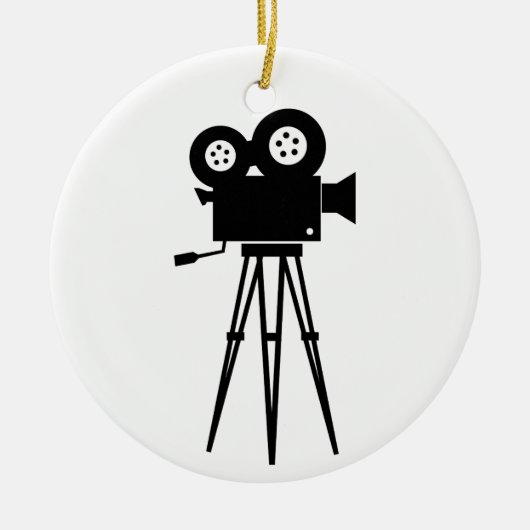 Klassieke filmcamera keramisch ornament (Voorkant)