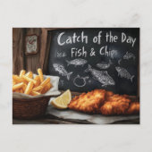 Klassieke Fish & Chips en Blackboard illustratie Briefkaart (Voorkant)
