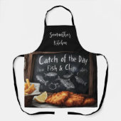 Klassieke Fish & Chips en Blackboard illustratie Schort (Voorkant)