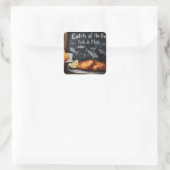 Klassieke Fish & Chips en Blackboard illustratie Vierkante Sticker (Tas)