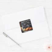 Klassieke Fish & Chips en Blackboard illustratie Vierkante Sticker (Envelop)