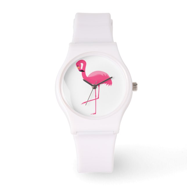 KLASSIEKE FLAMINGO AANGEPASTE WITTE WATCH HORLOGE (Voorkant)