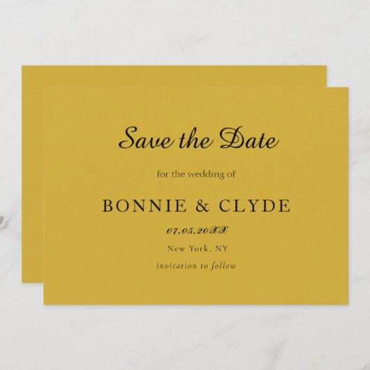 Klassieke Flat Wedding Save the Date met Modern St (Voorkant / Achterkant)