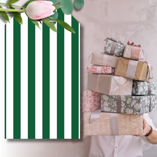 Klassieke flesjes Groen en Witte strepen Cadeaulabel