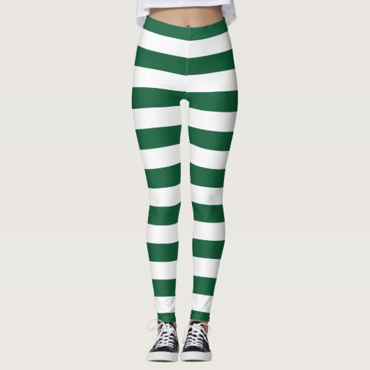  Klassieke flesjes Groen en Witte strepen Leggings (Voorkant)