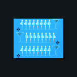 Klassieke Flight Attendant stretched canvas Print<br><div class="desc">Wanneer u deze Classic Flight Attendant Stretched Canvas Print ziet, zal het liefde zijn op de eerste vlucht! Geïnspireerd door de minimalistische kunst uit de jaren zestig, heeft dit ontwerp een levendige, hemelsblauwe achtergrond. Er zijn rijen van dezelfde retro stewardessen die aqua uniformen en pillbox petten dragen. De lieve, geposte...</div>