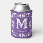  Klassieke Floral Aangepaste Monogram Naam Blikjeskoeler (Blikje Achterkant)