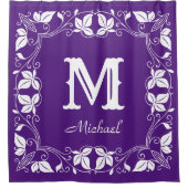  Klassieke Floral Aangepaste Monogram Naam Douchegordijn (Voorkant)