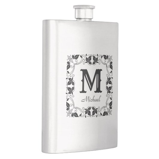  Klassieke Floral Aangepaste Monogram Naam Flacon (Rechts)