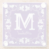  Klassieke Floral Aangepaste Monogram Naam Glazen Onderzetter (Achterkant)
