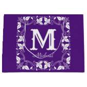 Klassieke Floral Aangepaste Monogram Naam Groot Cadeauzakje (Voorkant)