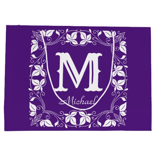  Klassieke Floral Aangepaste Monogram Naam Groot Cadeauzakje (Achterkant)