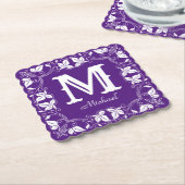 Klassieke Floral Aangepaste Monogram Naam Kartonnen Onderzetters (Gebogen)