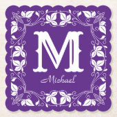  Klassieke Floral Aangepaste Monogram Naam Kartonnen Onderzetters (Voorkant)