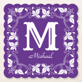  Klassieke Floral Aangepaste Monogram Naam Kartonnen Onderzetters