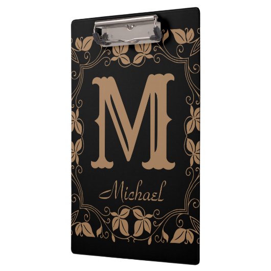  Klassieke Floral Aangepaste Monogram Naam Klembord (Links)