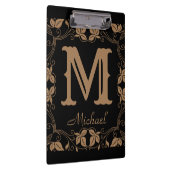  Klassieke Floral Aangepaste Monogram Naam Klembord (Rechts)