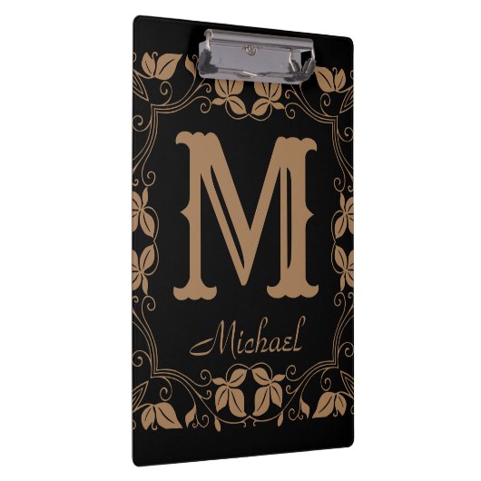  Klassieke Floral Aangepaste Monogram Naam Klembord (Rechts)