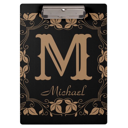  Klassieke Floral Aangepaste Monogram Naam Klembord (Voorkant)