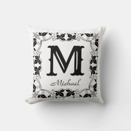  Klassieke Floral Aangepaste Monogram Naam Kussen