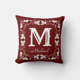  Klassieke Floral Aangepaste Monogram Naam Kussen