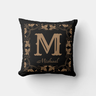 Klassieke Floral Aangepaste Monogram Naam Kussen