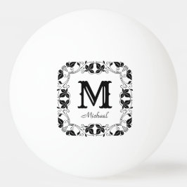  Klassieke Floral Aangepaste Monogram Naam Pingpongbal