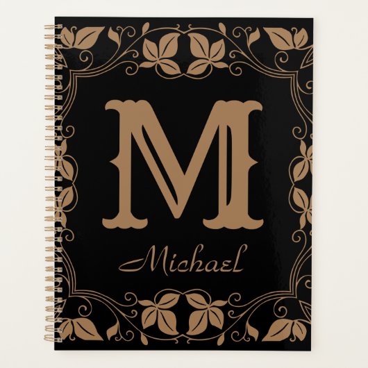 Klassieke Floral Aangepaste Monogram Naam Planner (Voorkant)