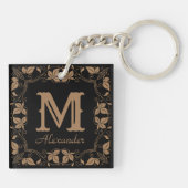 Klassieke Floral Aangepaste Monogram Naam Sleutelhanger (Achterkant)