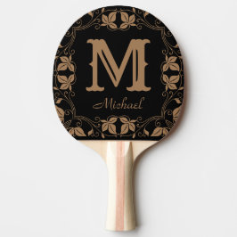  Klassieke Floral Aangepaste Monogram Naam Tafeltennisbatje