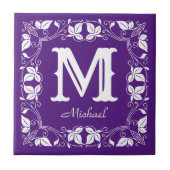  Klassieke Floral Aangepaste Monogram Naam Tegeltje (Voorkant)