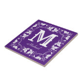  Klassieke Floral Aangepaste Monogram Naam Tegeltje (Zijkant)