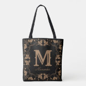  Klassieke Floral Aangepaste Monogram Naam Tote Bag (Achterkant)