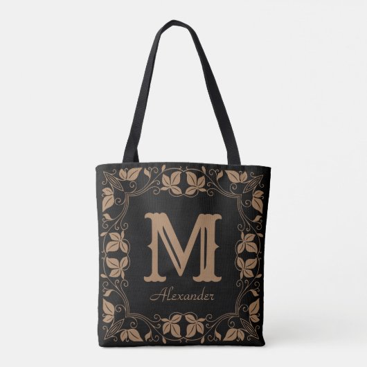 Klassieke Floral Aangepaste Monogram Naam Tote Bag (Achterkant)