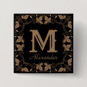  Klassieke Floral Aangepaste Monogram Naam Vierkante Button 5,1 Cm (Voorkant)