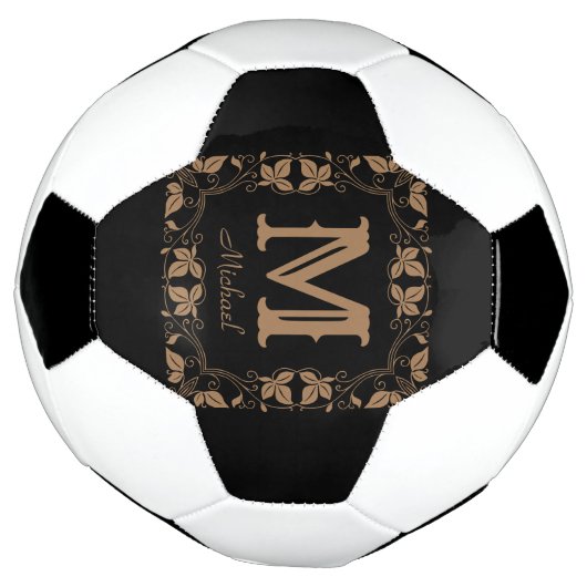  Klassieke Floral Aangepaste Monogram Naam Voetbal (Gedraaid)