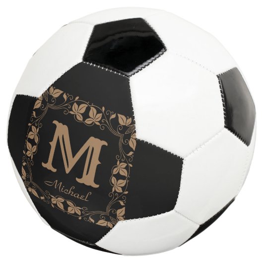  Klassieke Floral Aangepaste Monogram Naam Voetbal (Drie kwart)