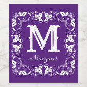 Klassieke Floral Aangepaste Monogram Naam Wijn Etiket (Enkel label)