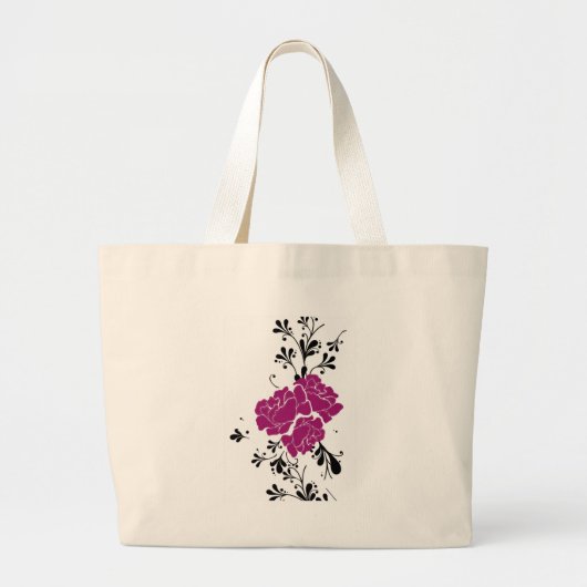 Klassieke Floral Bg Grote Tote Bag (Voorkant)
