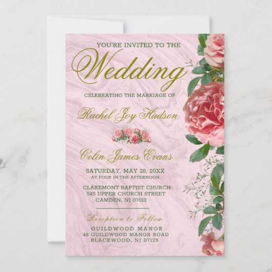 Klassieke Floral Blush Greenery Wedding Invitation (Voorkant)