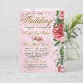 Klassieke Floral Blush Greenery Wedding Invitation (Staand voorkant)